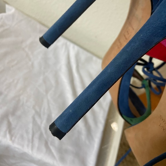 RARE Stuart Weitzman lace up colorblock heels - Picture 4 of 7